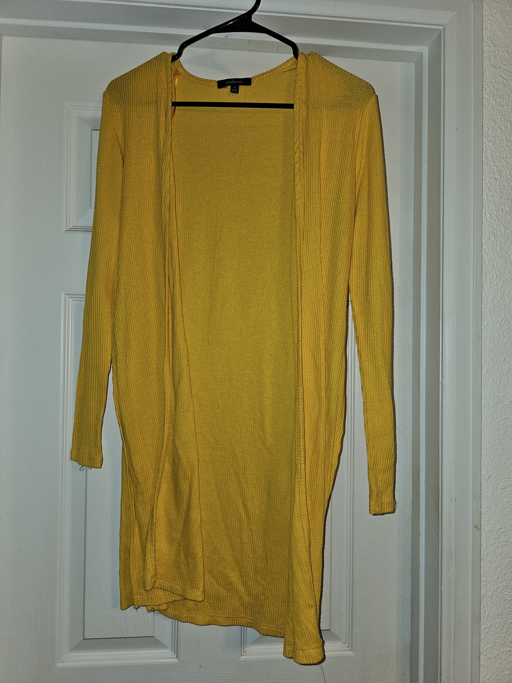 Ambiance Open-Front Mustard Yellow Long Cardigan